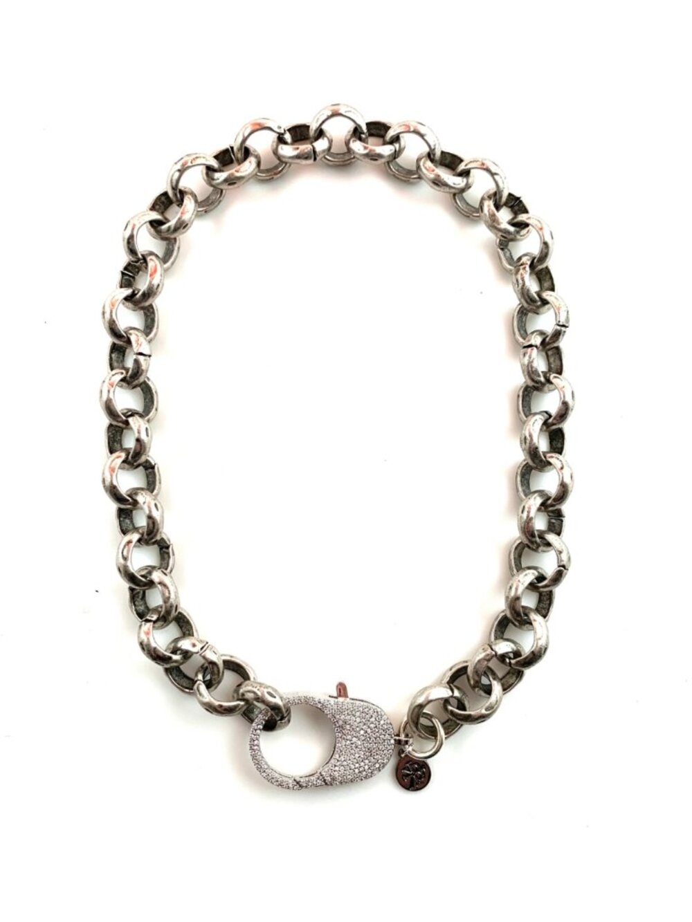 Karli Buxton Chunky Hammered Silver Rolo Chain Necklace 16” NWT